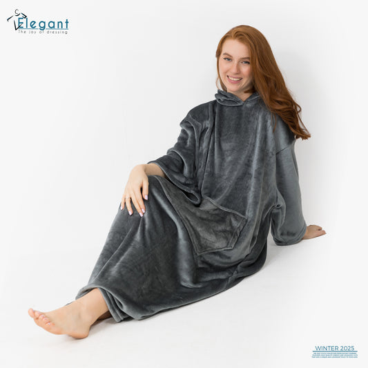 Long Blanket Hoodie - Dark Grey