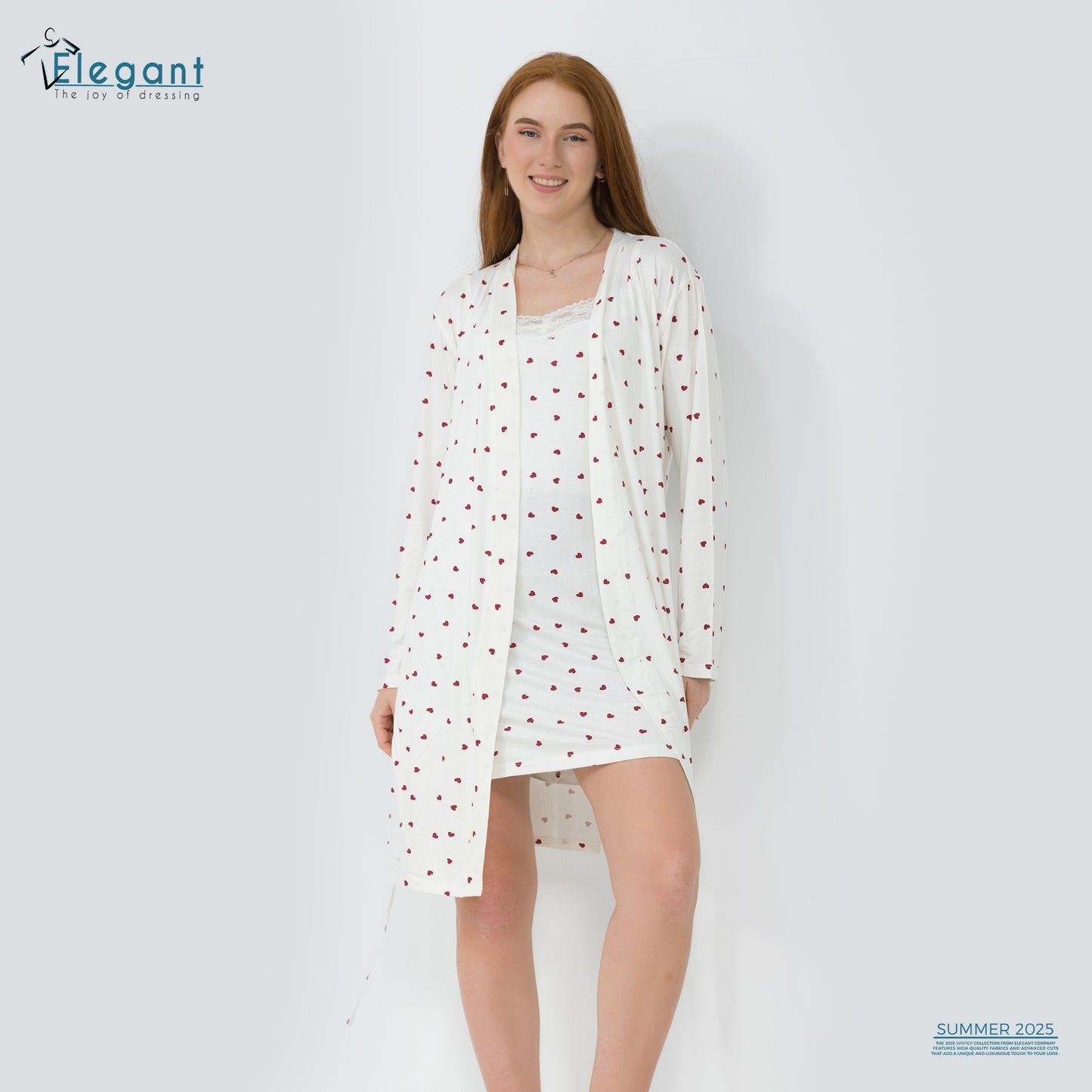 Set Viscose Nightshirt & Robe - white - Hearts