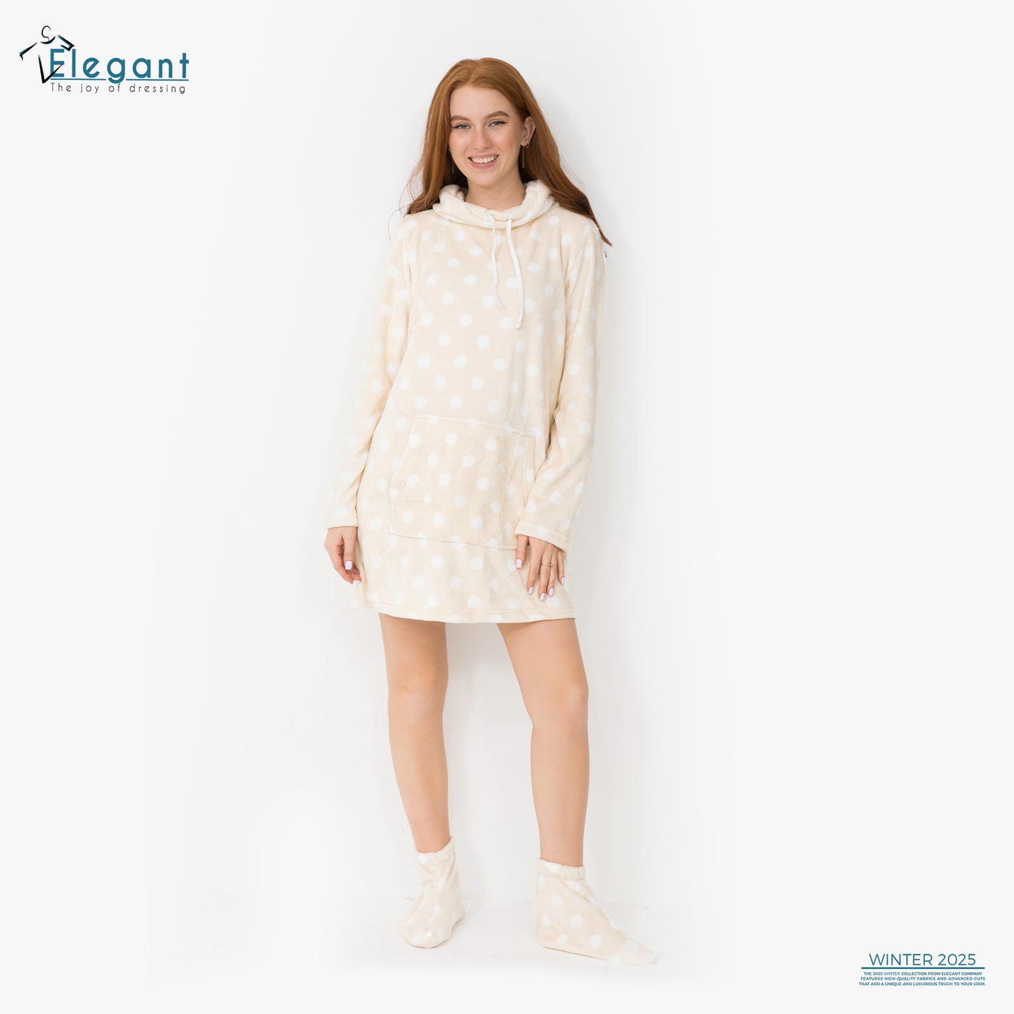 Nightshirt with Footwear - Vanilla Dots
