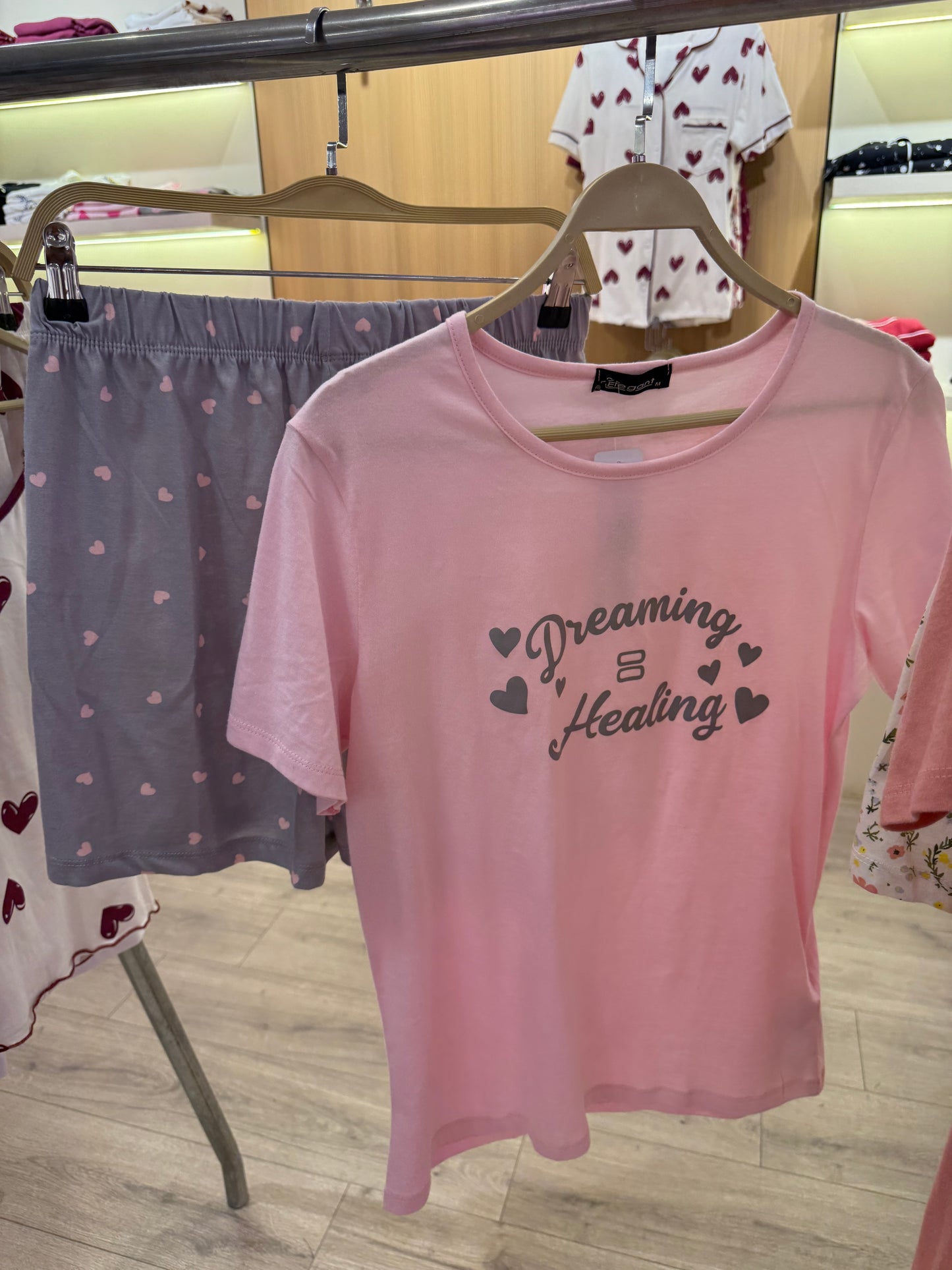 PJ Shorts Cotton Pink Grey - Dreaming is Healing
