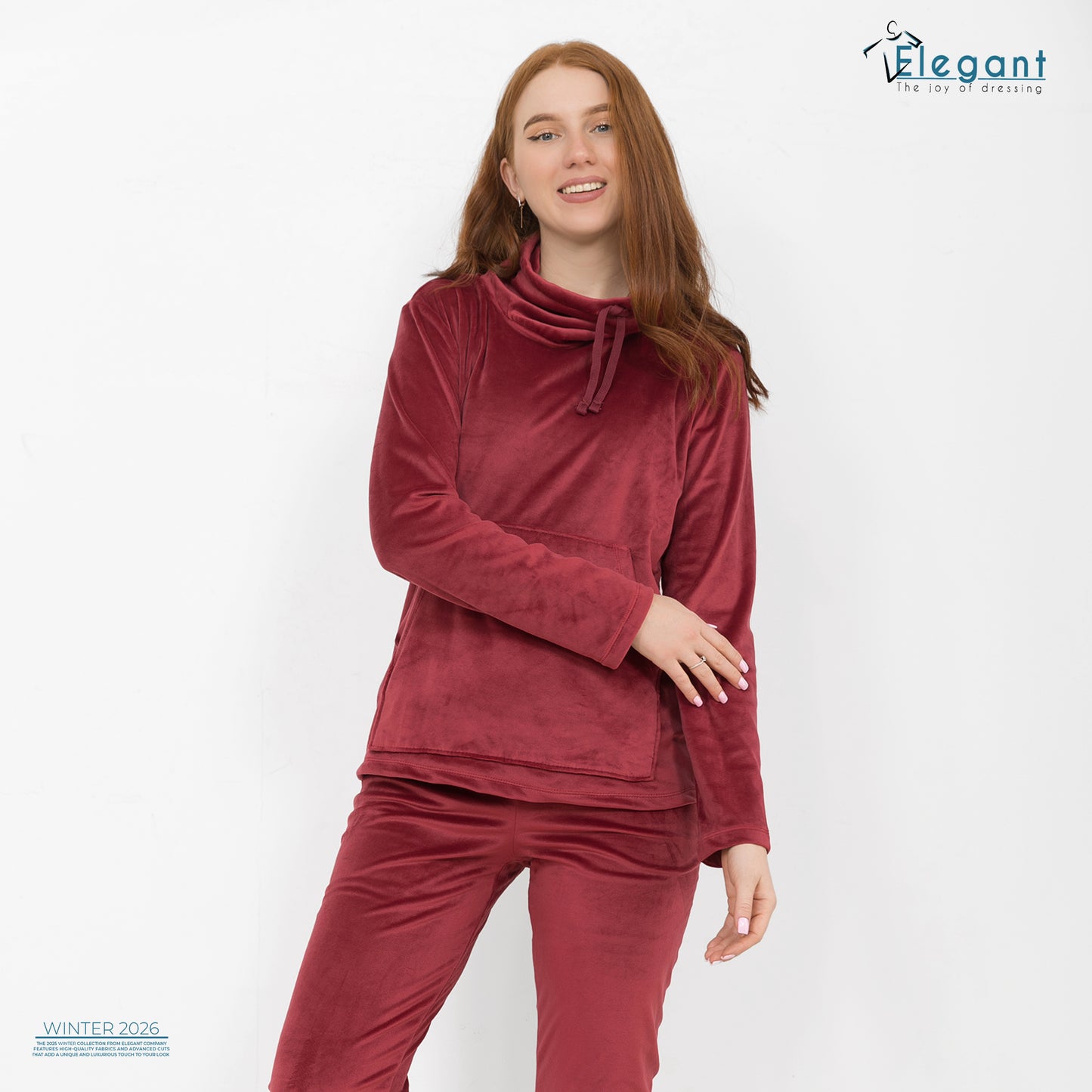 Velvet High neck PJ - Maroon