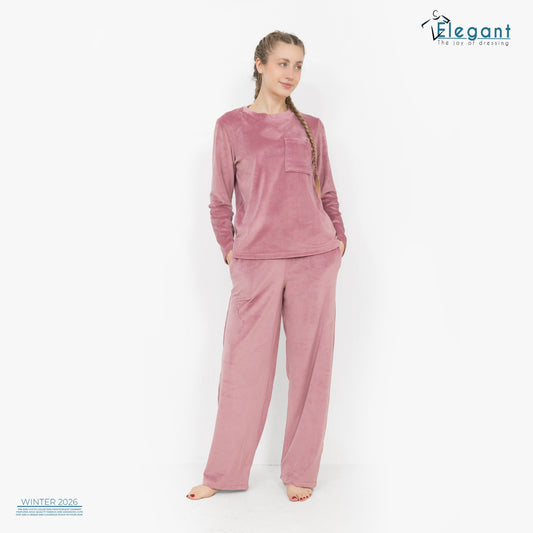 Velvet Pockets Pj Wide Leg - Cashmere