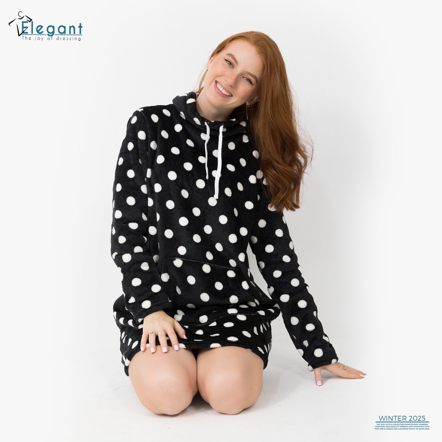 Nightshirt with Footwear - Black Dots