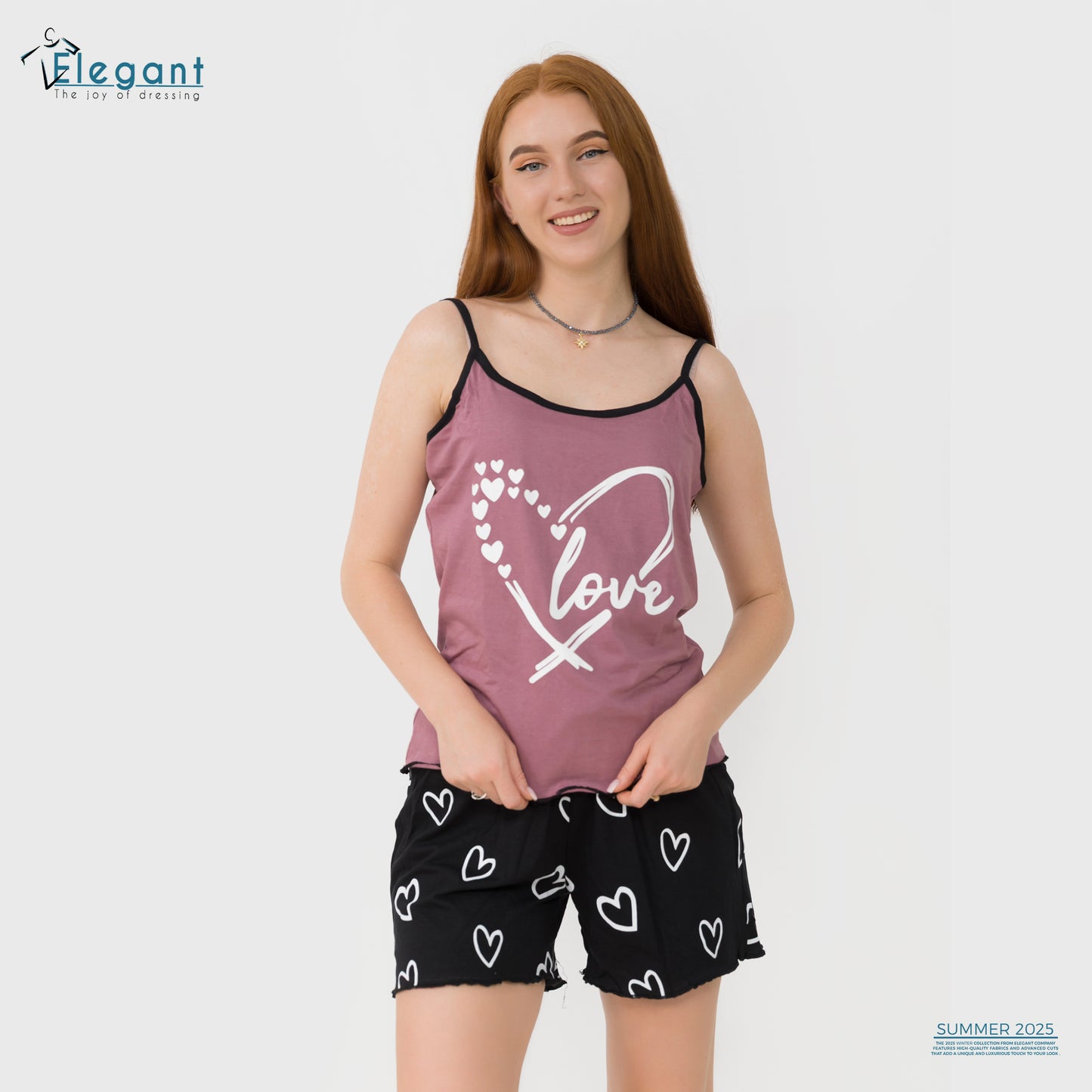 PJ short Cotton Brick Red - love