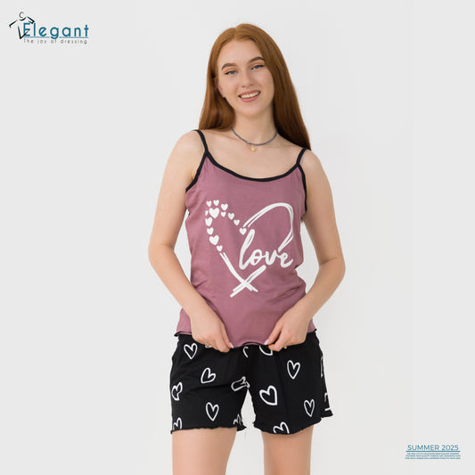 PJ short Cotton Brick Red - love