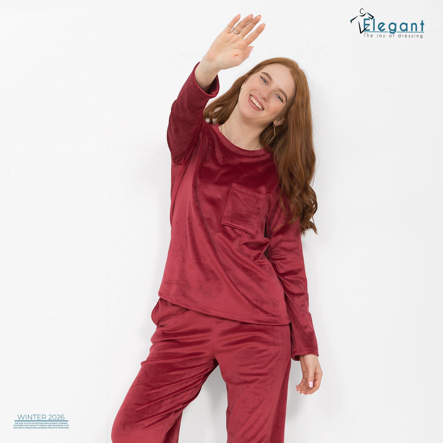 Velvet Pockets Pj Wide Leg - Maroon