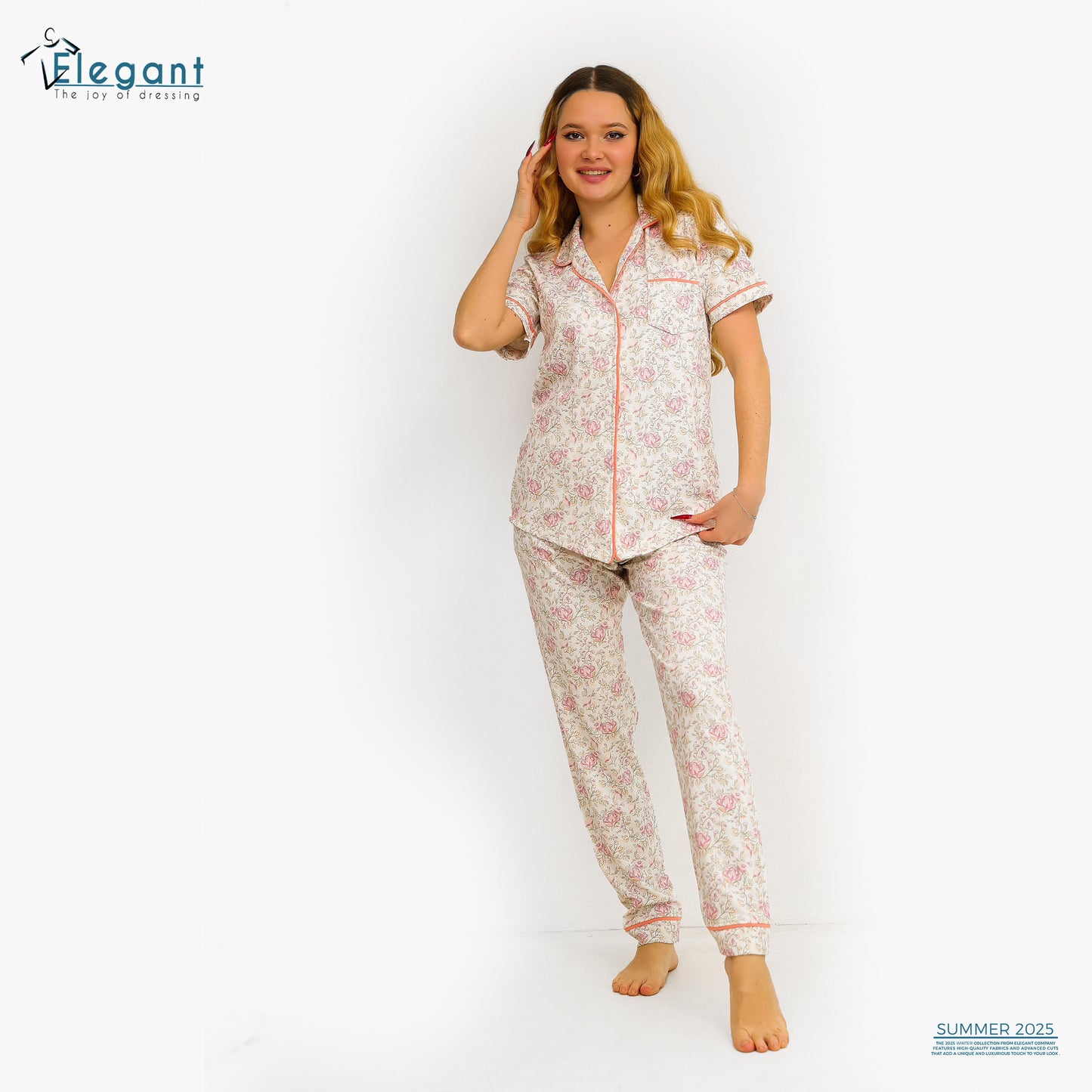 Waffle Polycotton Classic PJ pants - Bloom