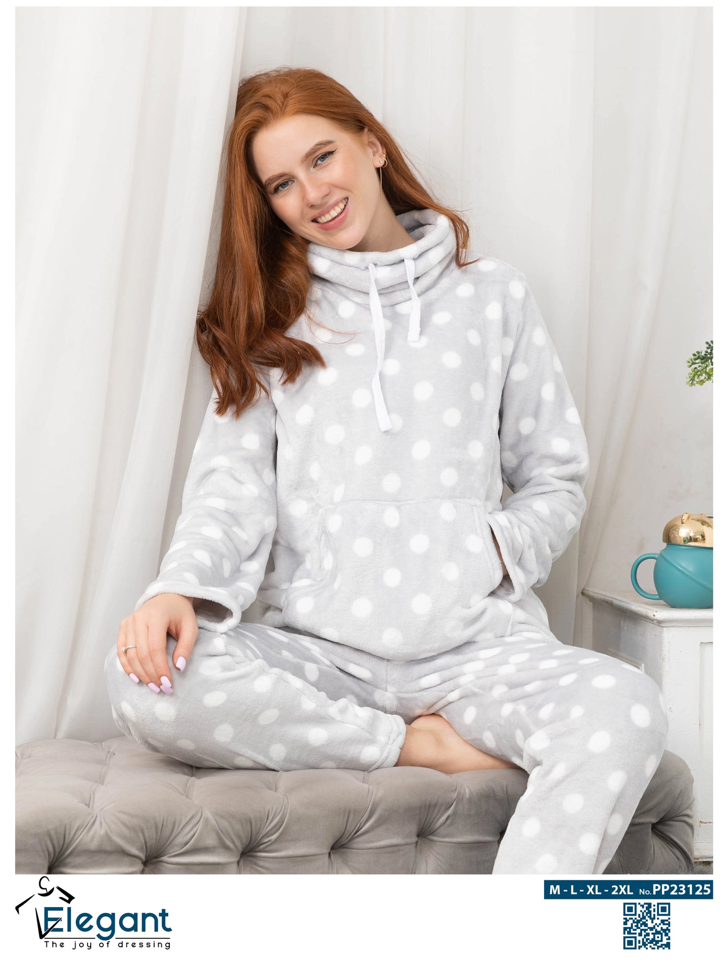 Polar PJ Turtleneck - Grey Dots