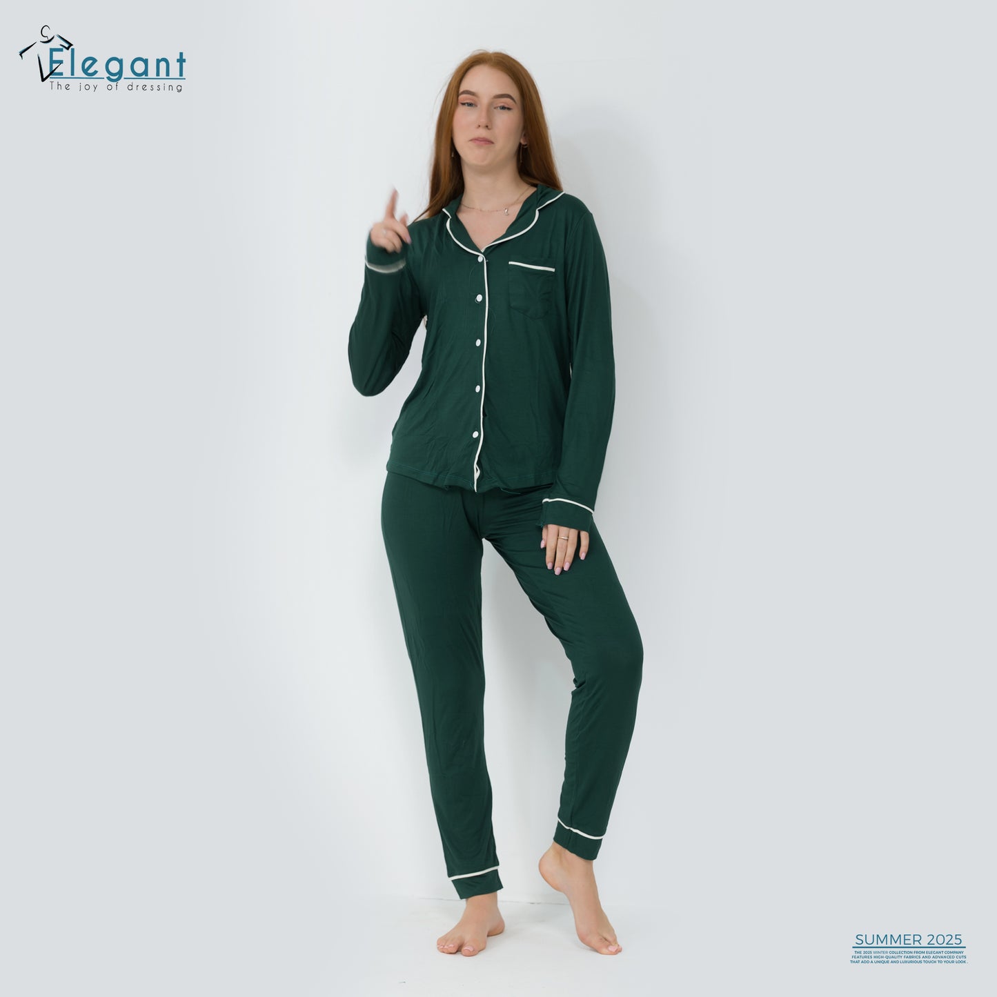 Soft Cotton Long sleeves Classic PJ Pants - Emerald Green