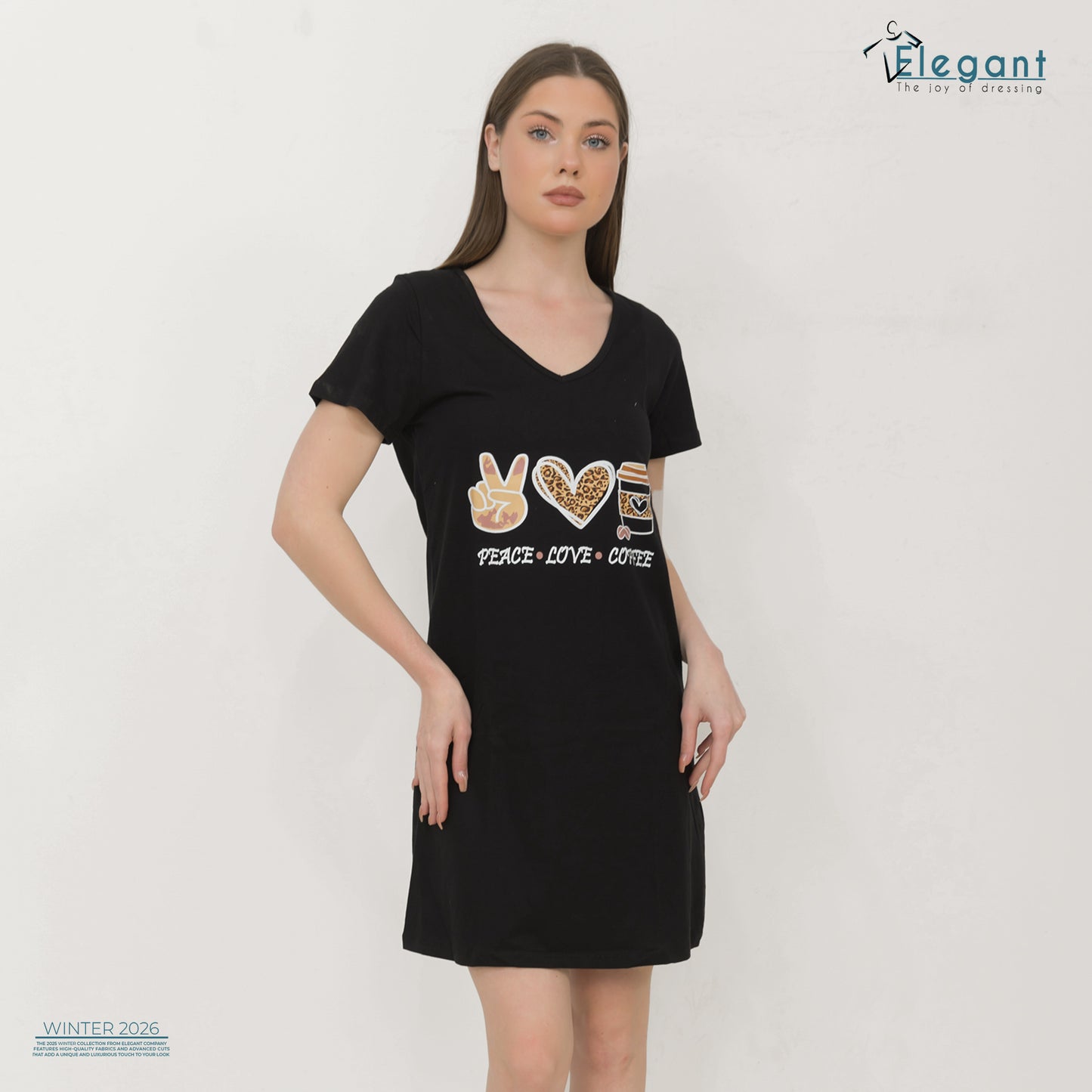 Nightshirt cotton Black  - Peace.love.coffee