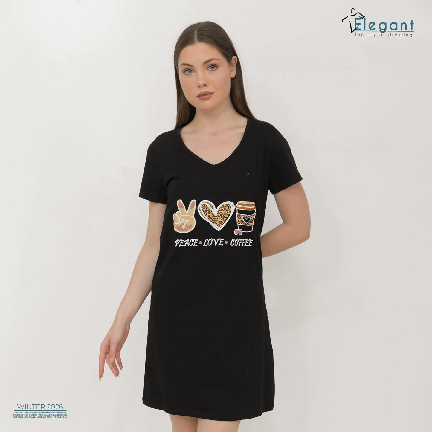 Nightshirt cotton Black  - Peace.love.coffee