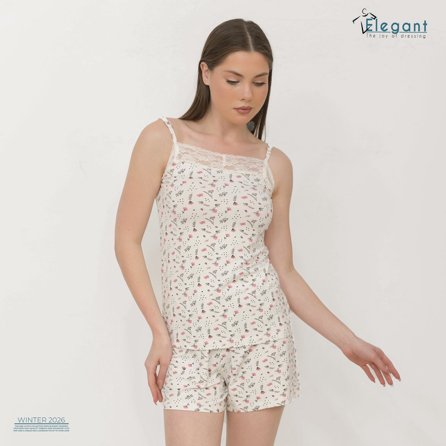 PJ short Viscose with Straps - White Flori