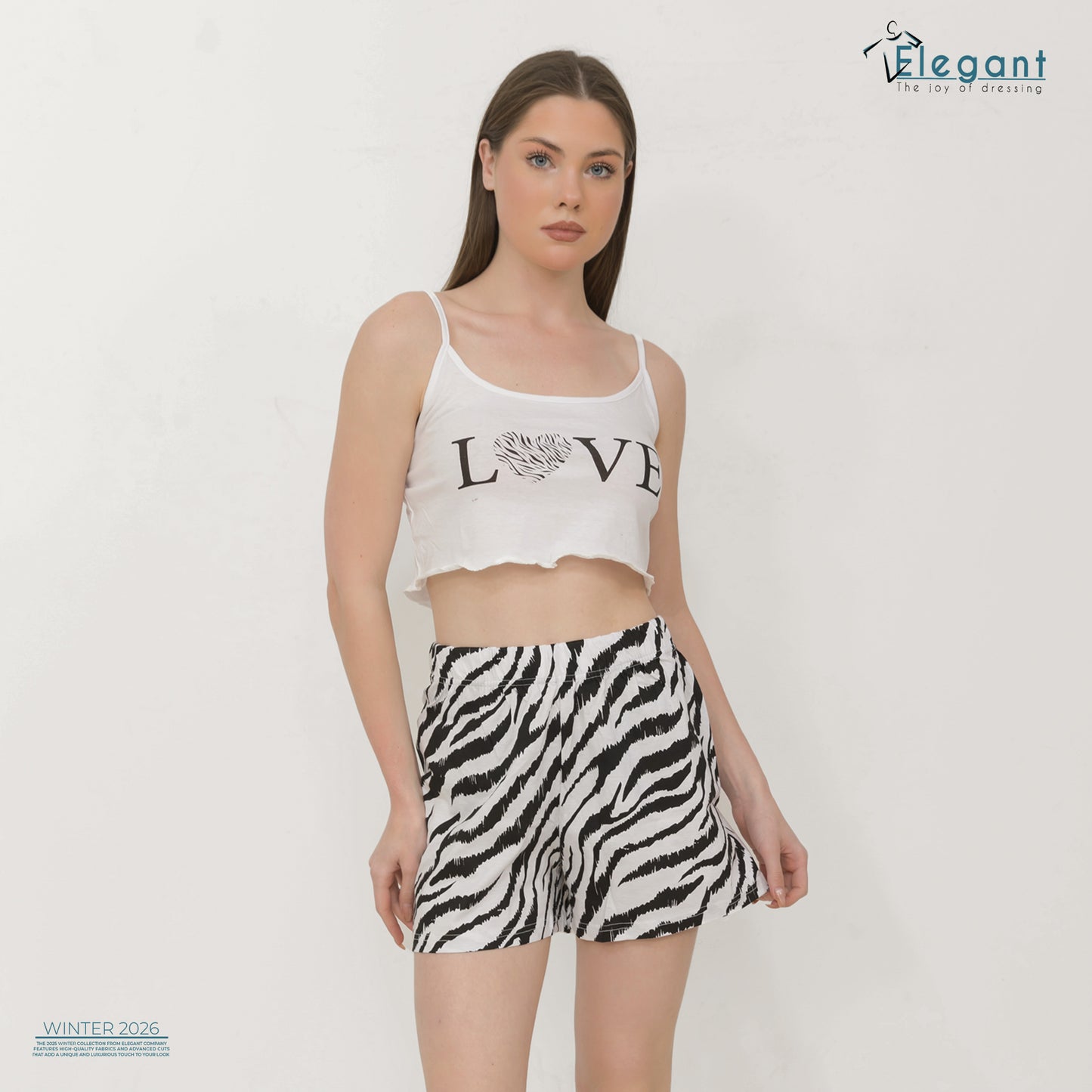Crop Top PJ Shorts - Wildlove Zebra