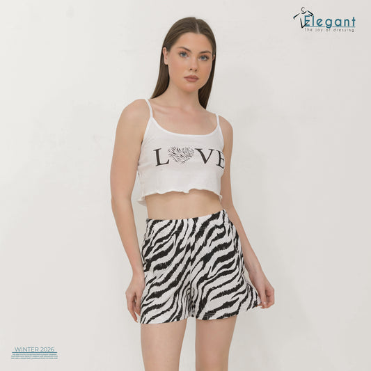 Crop Top PJ Shorts - Wildlove Zebra