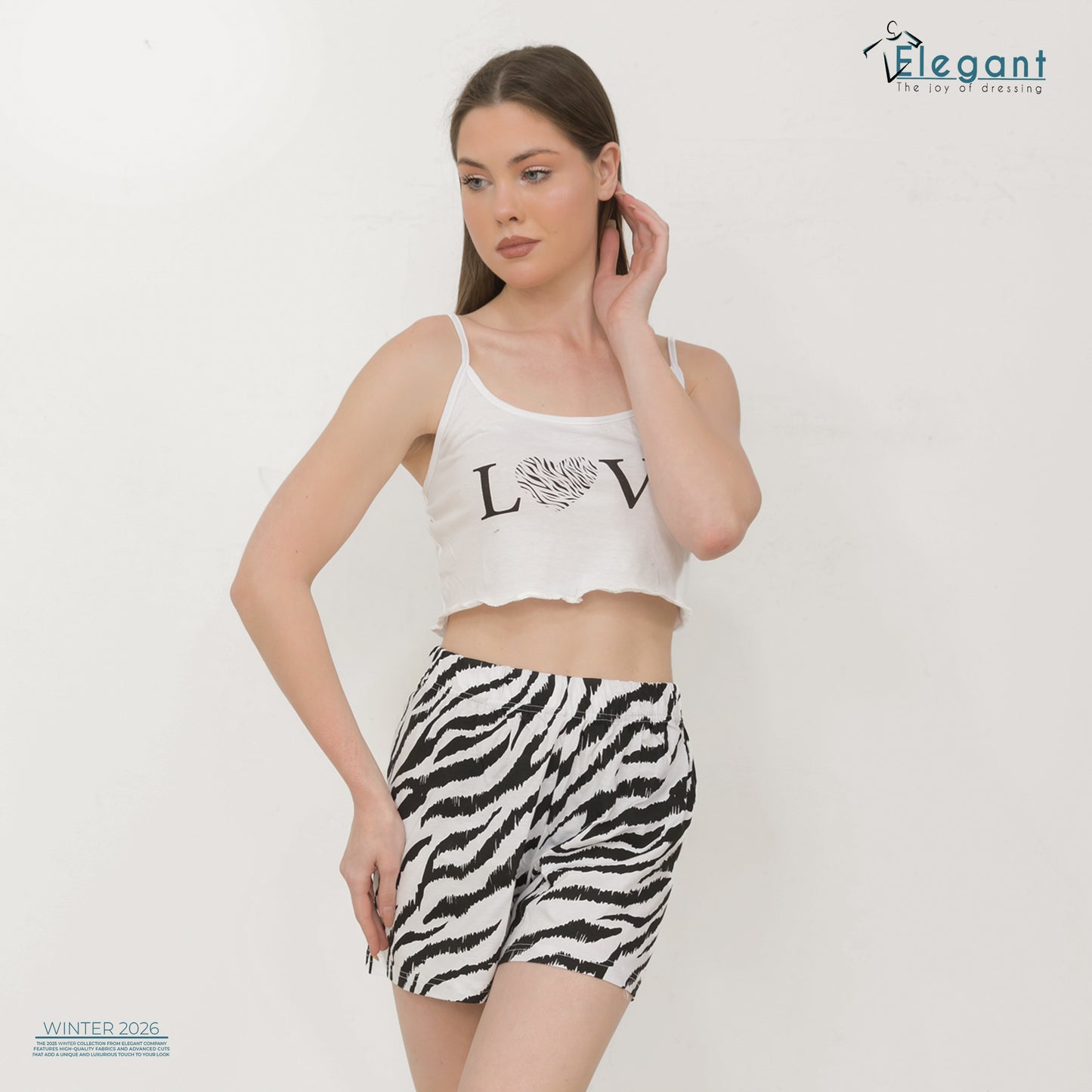 Crop Top PJ Shorts - Wildlove Zebra