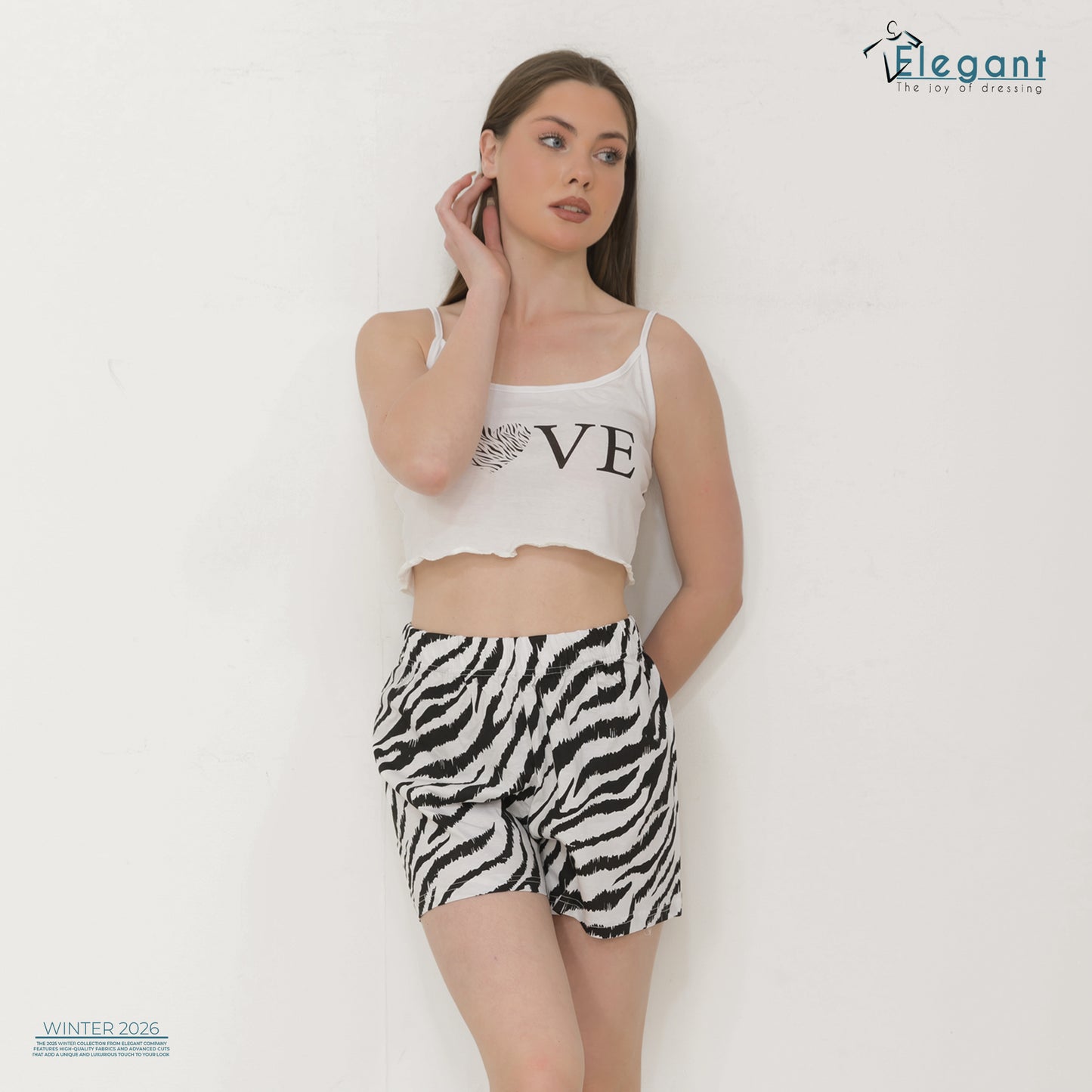Crop Top PJ Shorts - Wildlove Zebra
