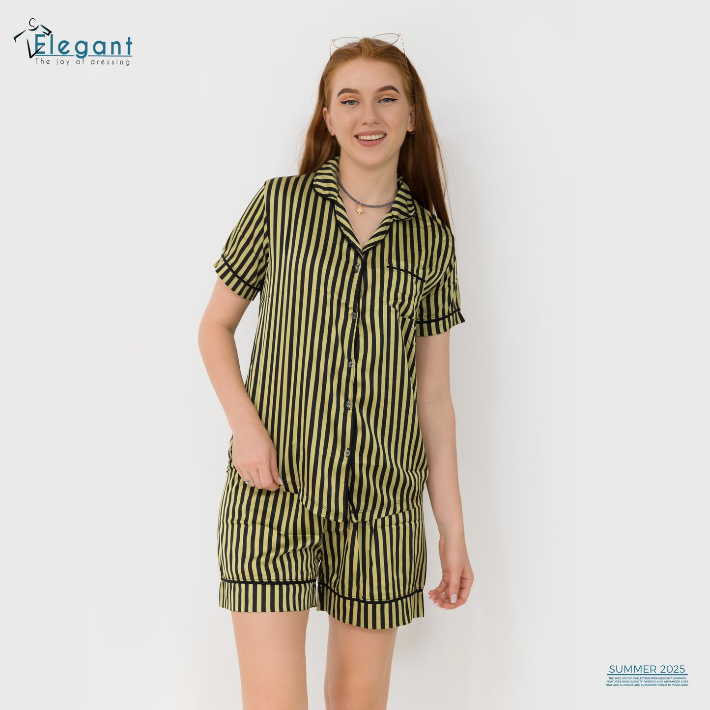 Satin Classic PJ Shorts - Stripe Yellow