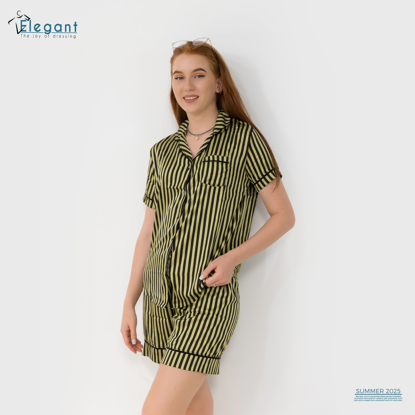 Satin Classic PJ Shorts - Stripe Yellow