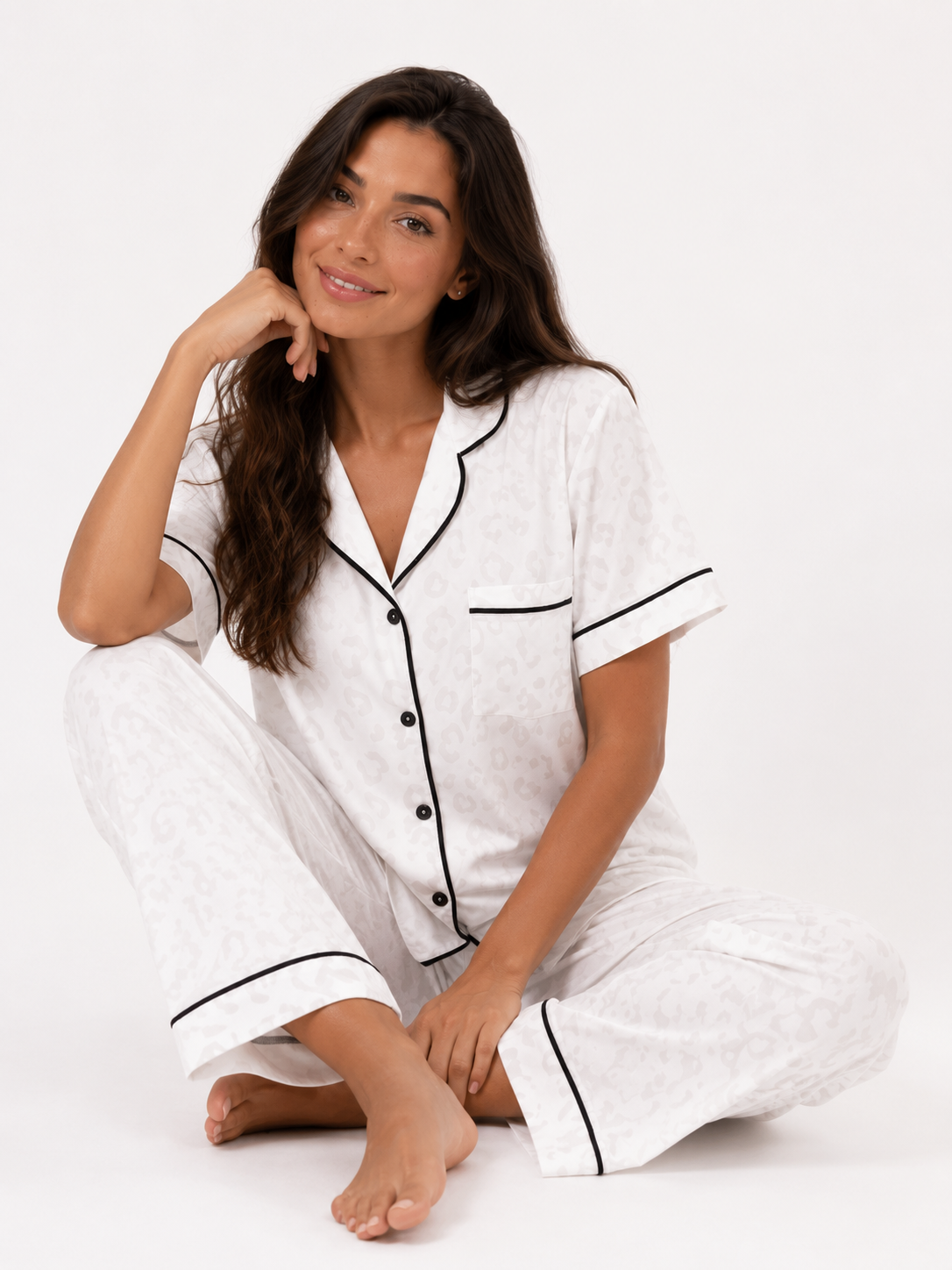 Satin Classic PJ Pants - Jacquard White