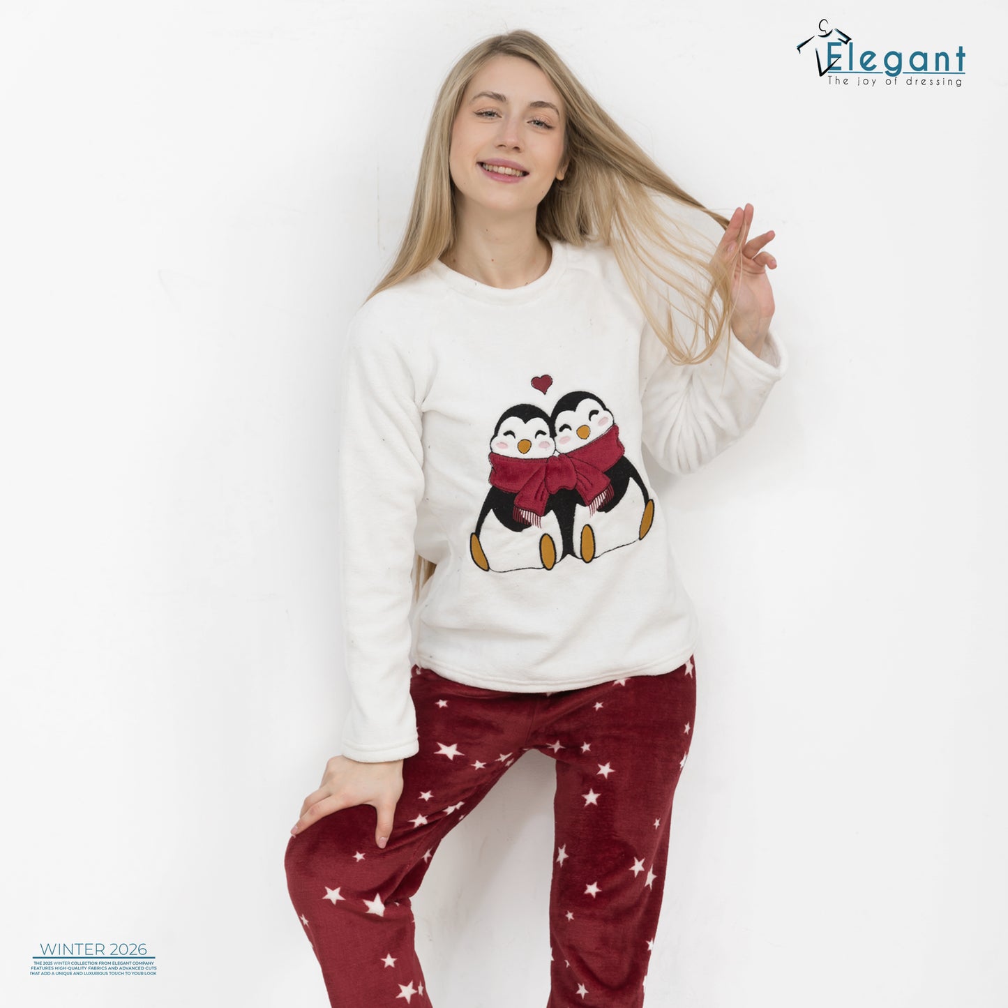 Polar PJ Offwhite/Maroon - Penguins in Love