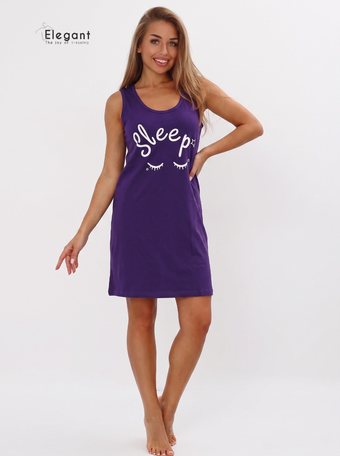 Sleeveless Nightshirt Cotton  Deep Purple - Sleep lashes