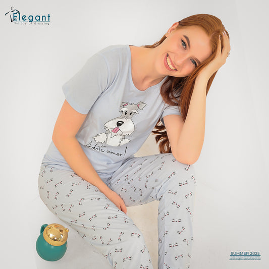 PJs Pants Cotton Blue - Puppy