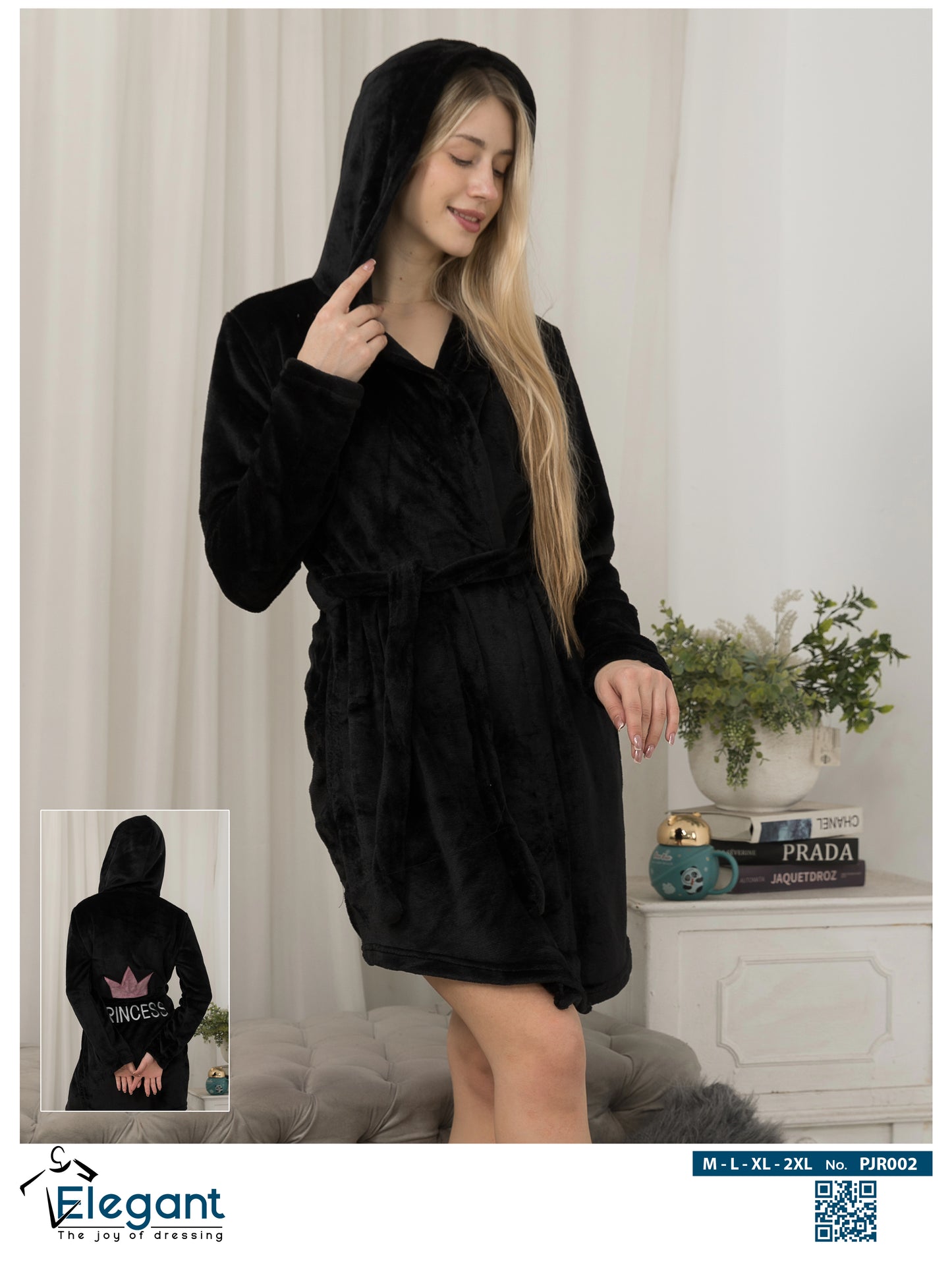 Polar Mini Robe - Embroidery Princess - Black
