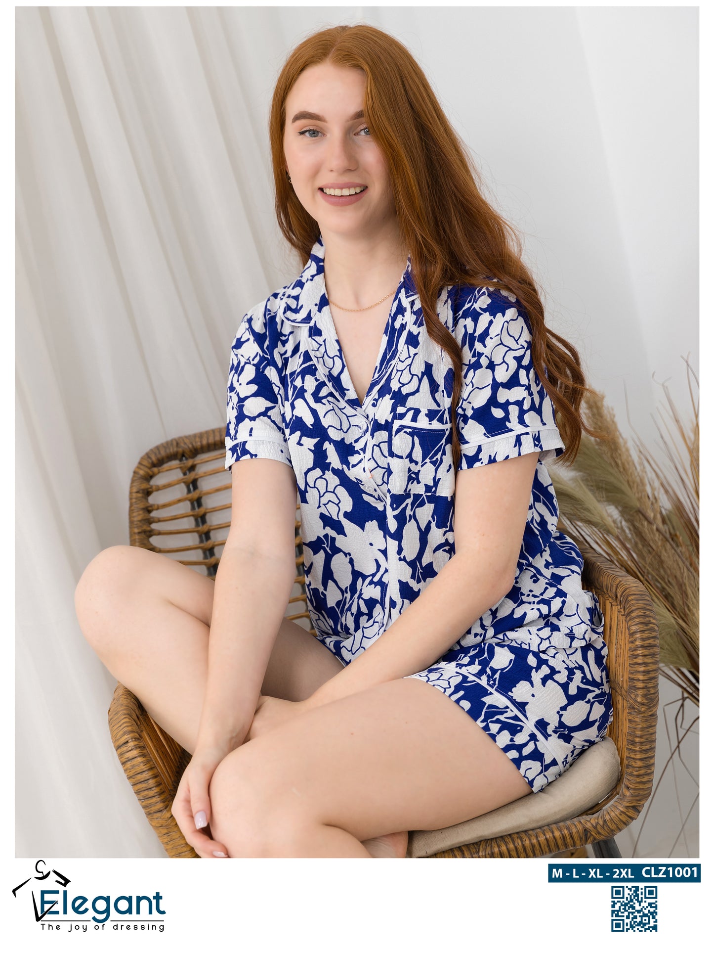 Woven Viscose Classic PJ Shorts - Floral Blue