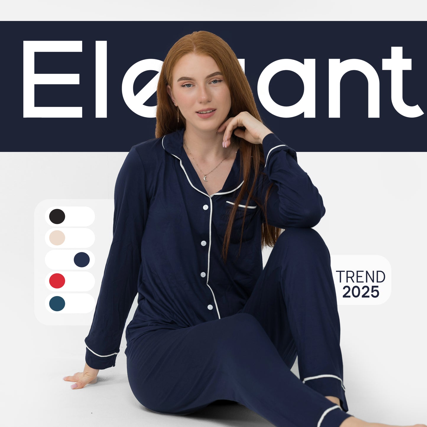 Soft Cotton Long sleeves Classic PJ Pants -Navy