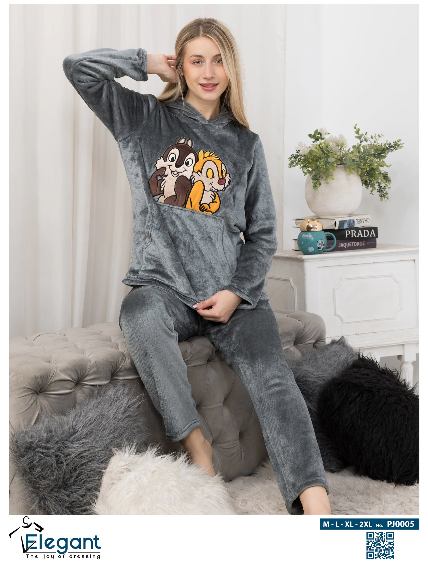 هودي بولار بيجاما رمادي داكن - هابي تشيبمنكس