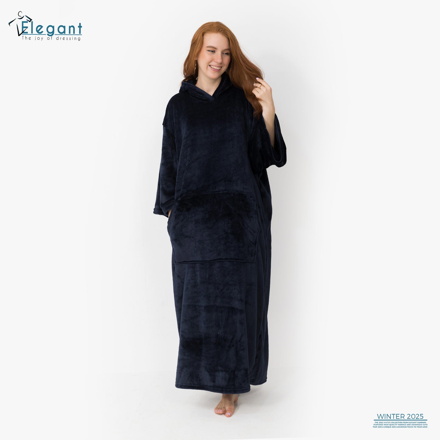 Long Blanket Hoodie - Navy