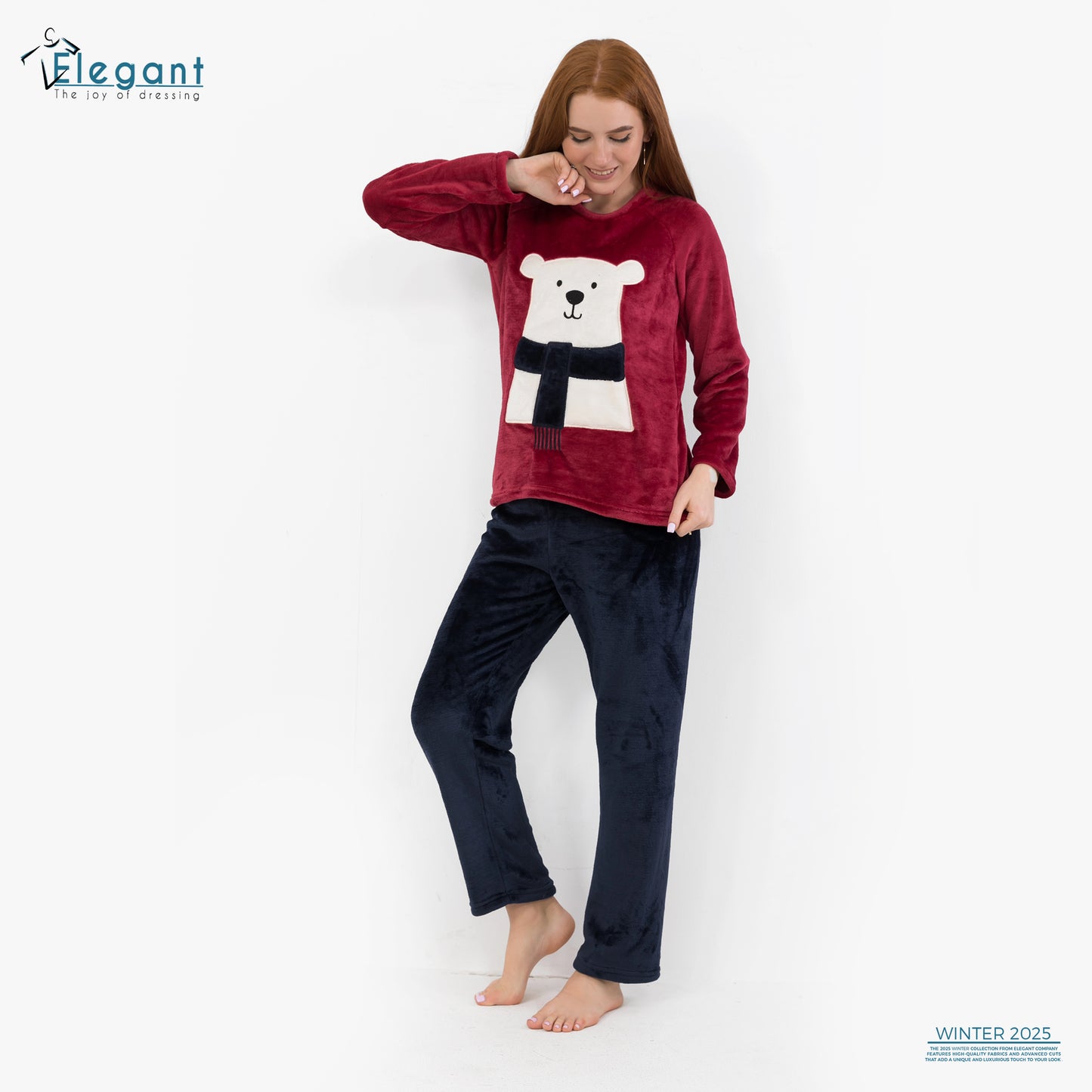 Polar PJ Maroon - Scarf Bear