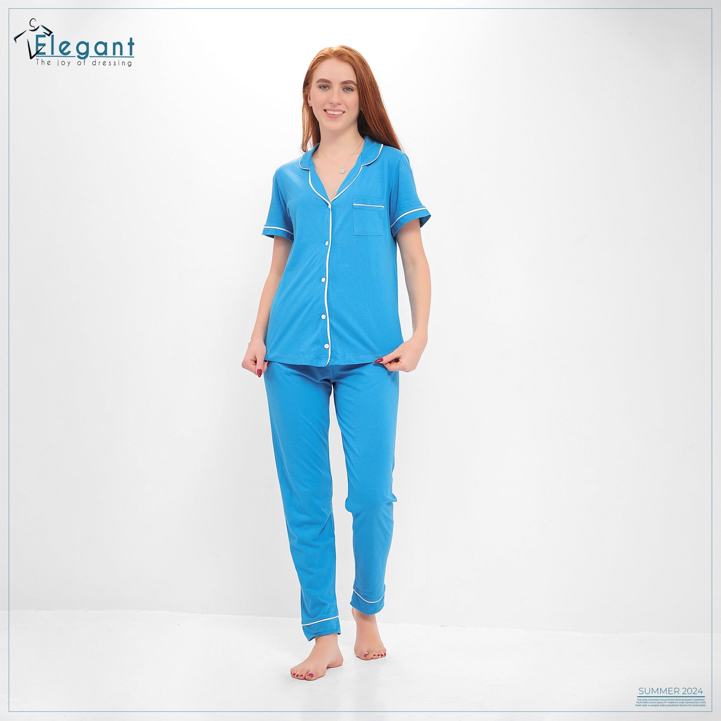 Classic PJ Pants Cotton - plain Light Blue