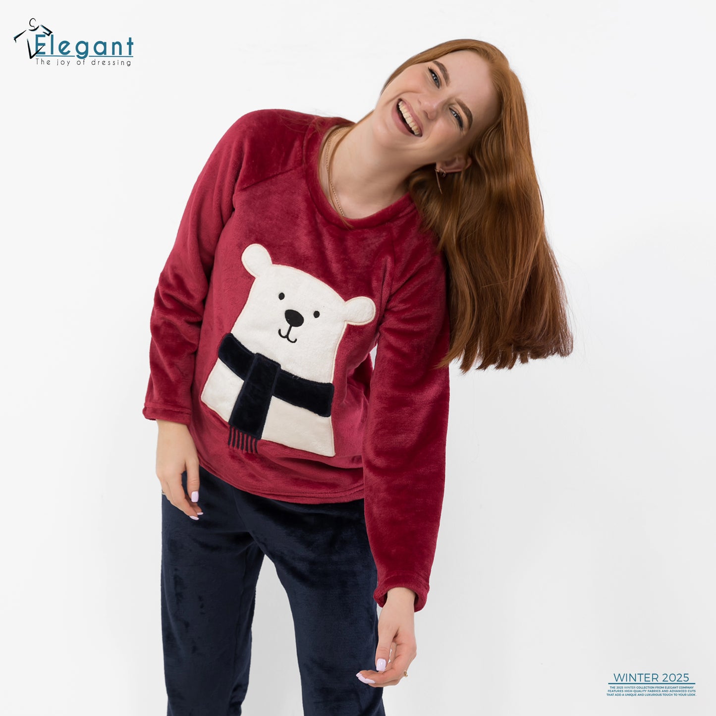 Polar PJ Maroon - Scarf Bear