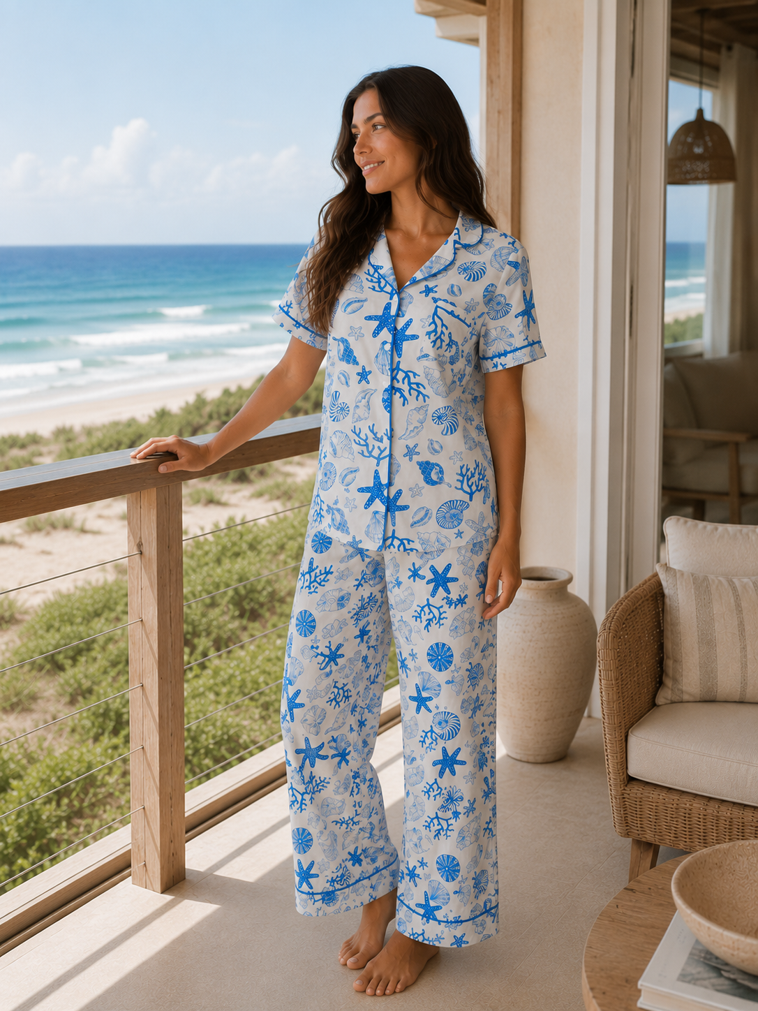 Classic PJ Pants Cotton Wide Leg Printed - Summer Vibes