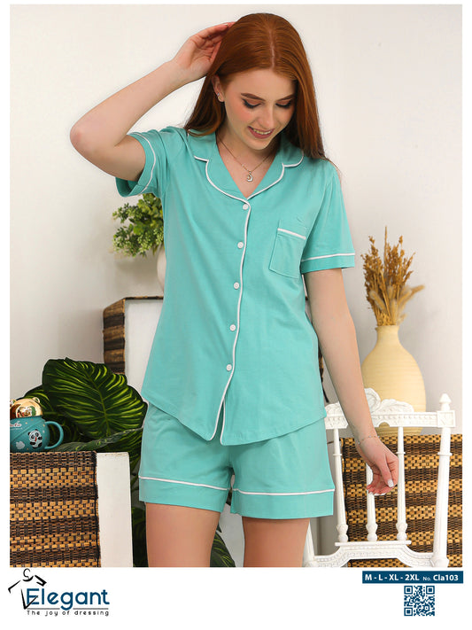 Classic PJ Shorts Cotton - Plain Mint