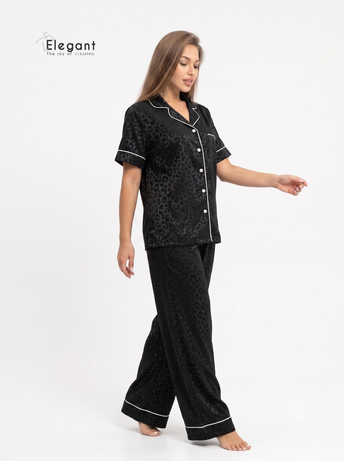 Satin Classic PJ Pants - Jacquard Black