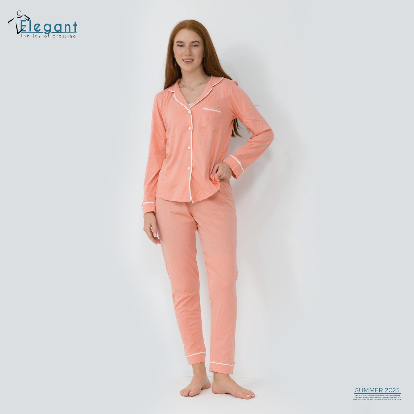 Cotton Long sleeves Classic PJ Pants - Coral