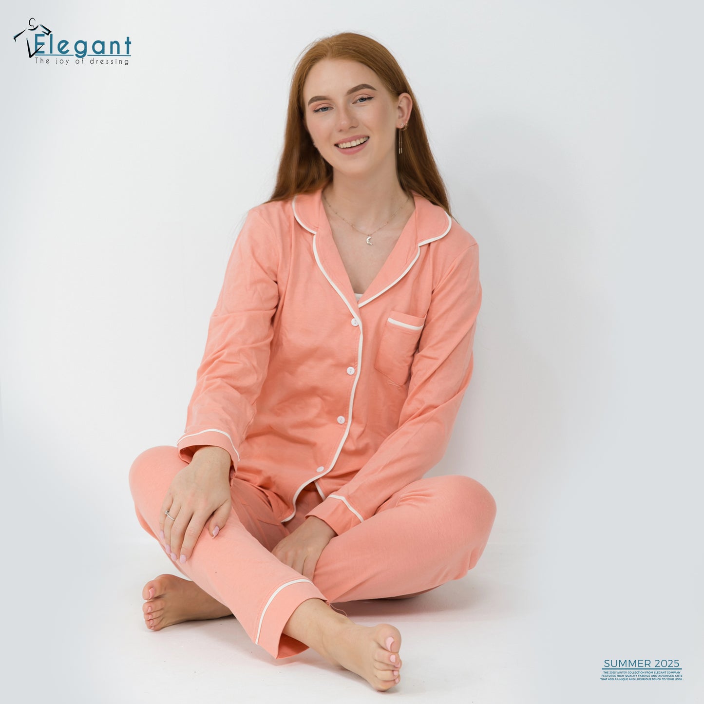 Cotton Long sleeves Classic PJ Pants - Coral