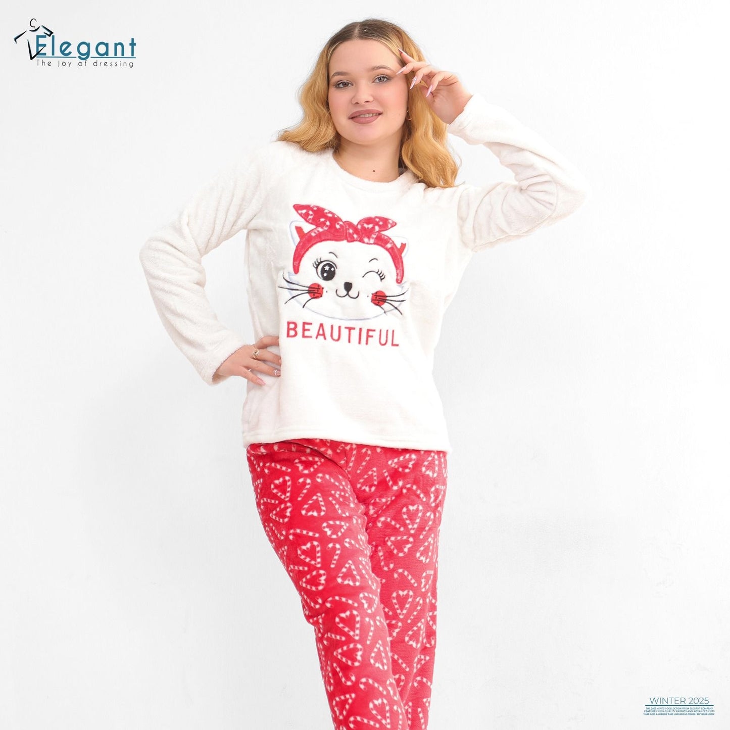 Polar PJ Offwhite/ Printed Red Candy - Beautiful Cat