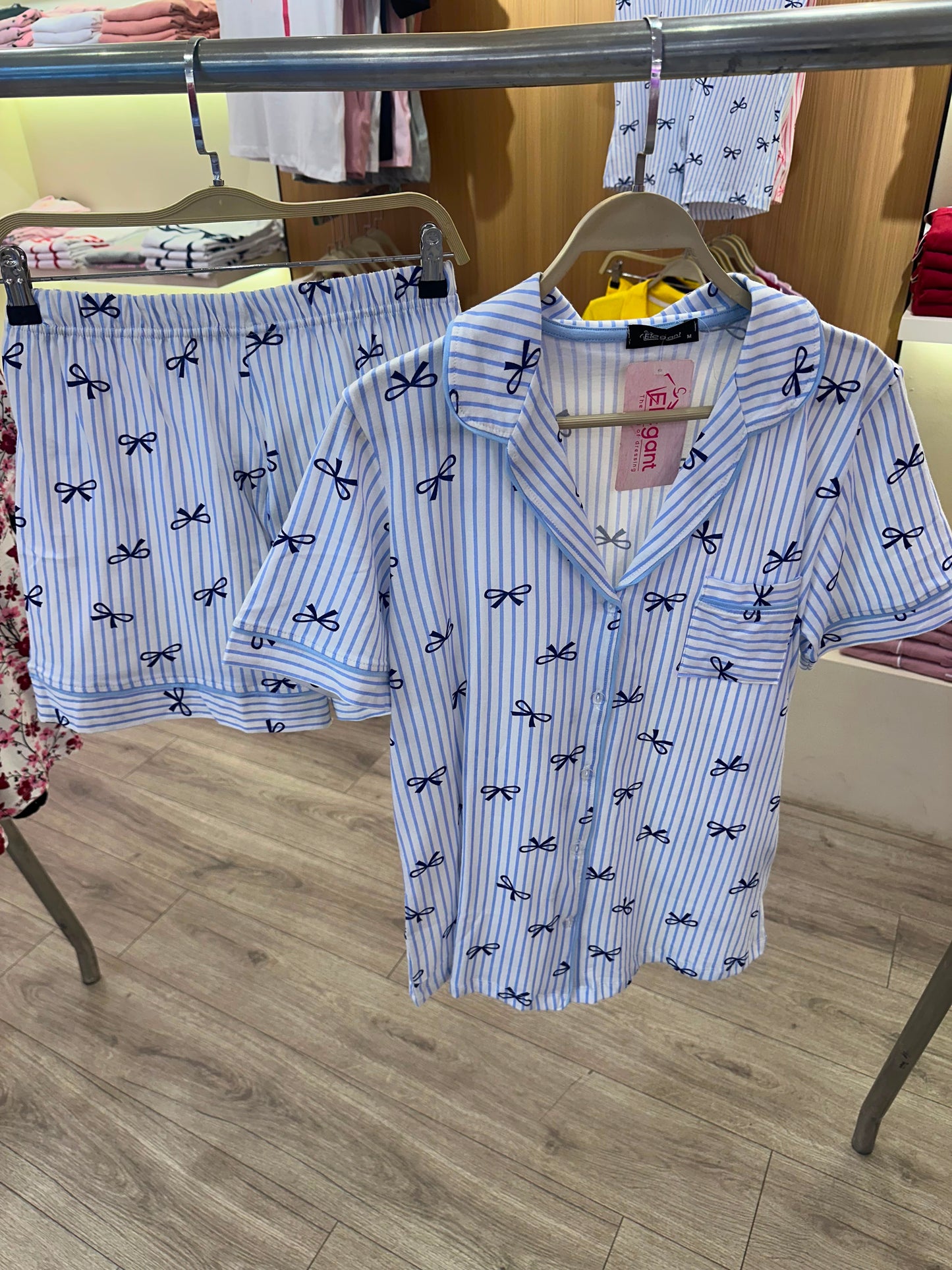 Classic PJ Shorts Cotton - My Classy Bow Blue