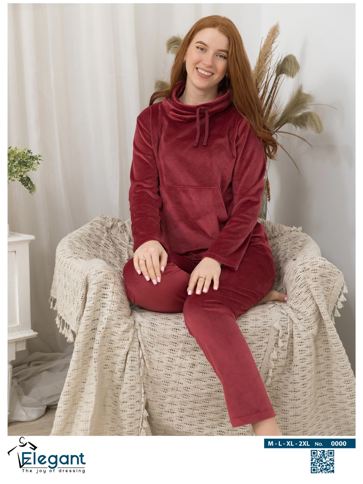 Velvet High neck PJ - Maroon