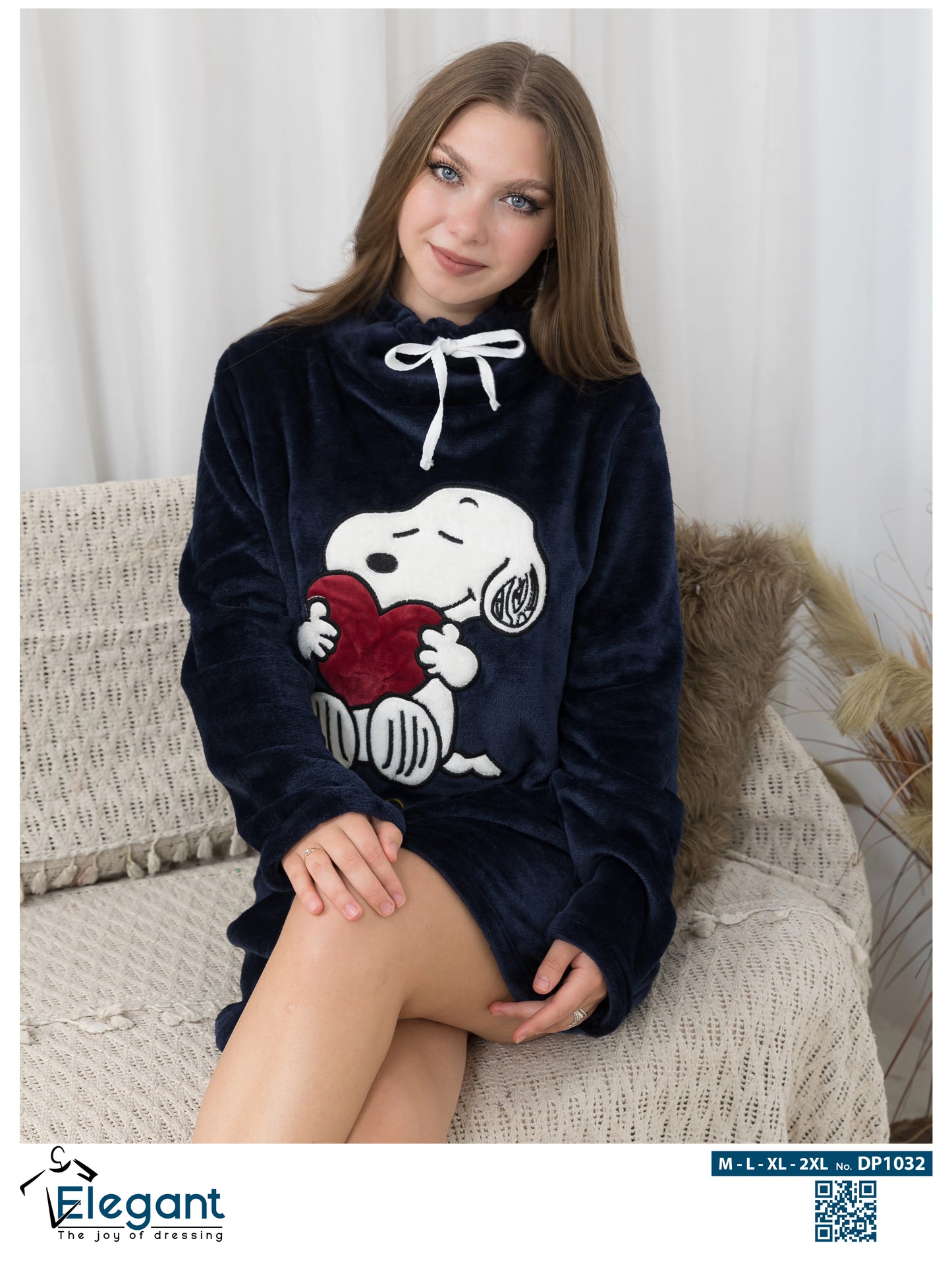 Nightshirt with Footwear - Navy - Snoopy Love