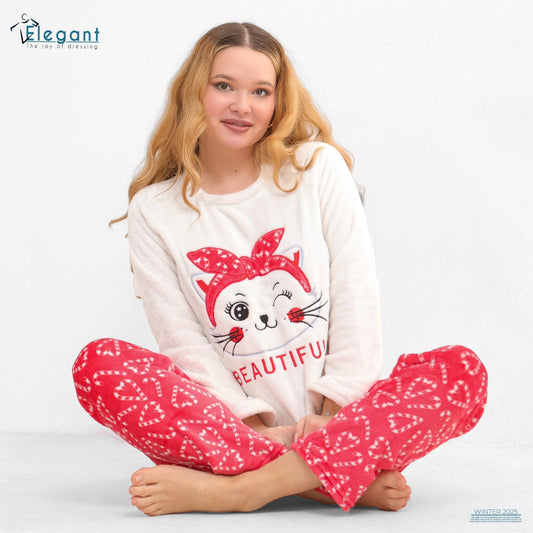 Polar PJ Offwhite/ Printed Red Candy - Beautiful Cat