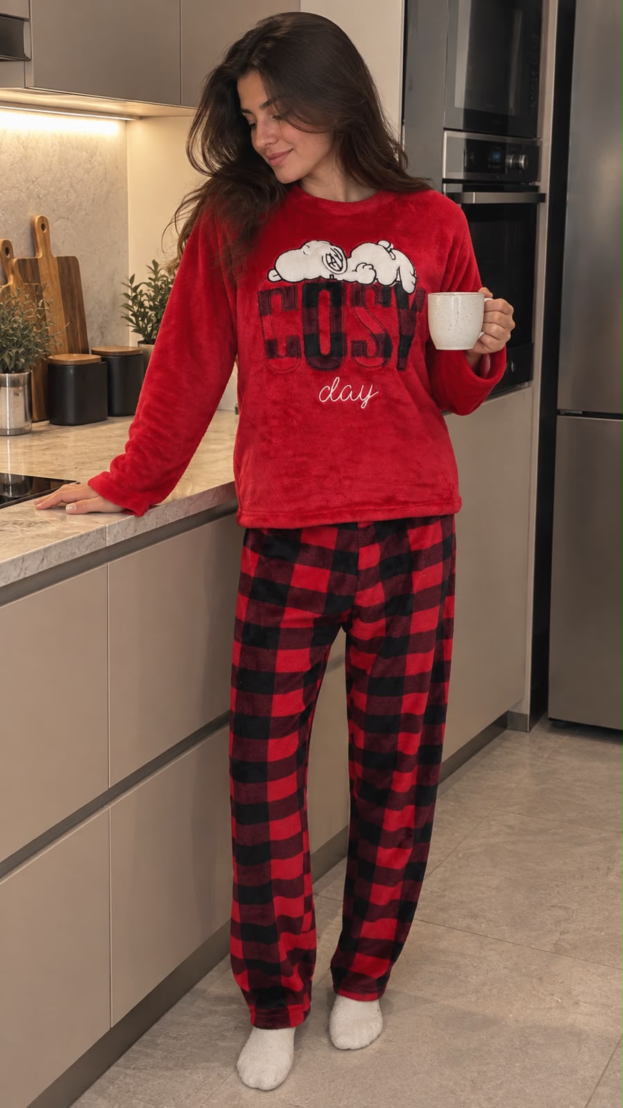 Polar PJ Red / Carreaux - Cozy Snoopy