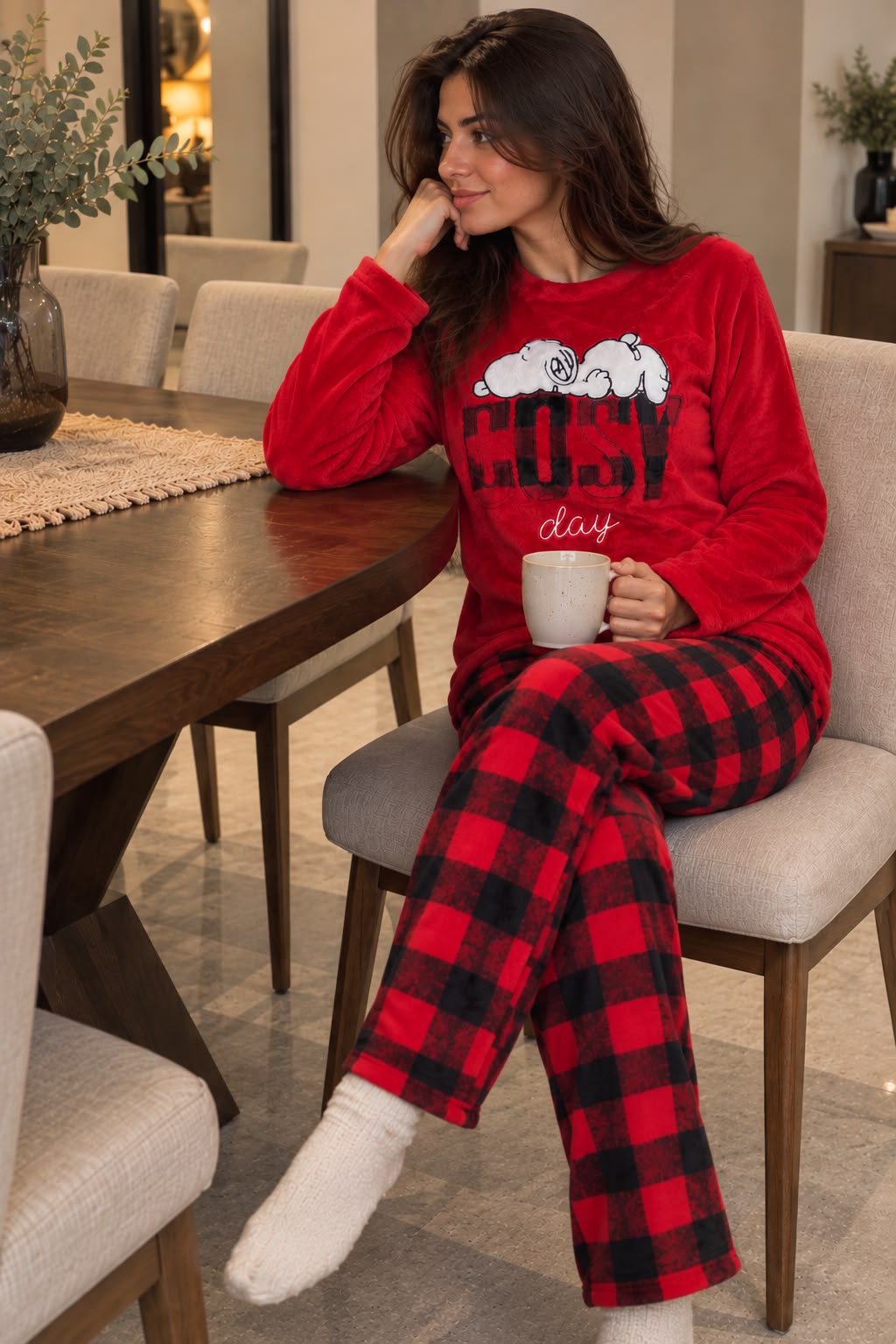 Polar PJ Red / Carreaux - Cozy Snoopy
