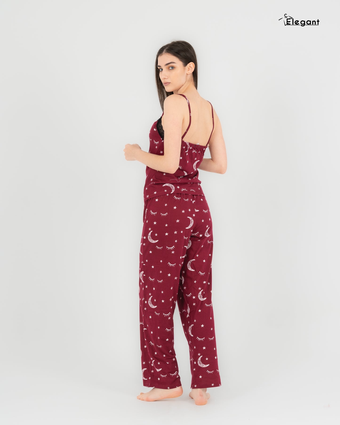 Straps PJs Pants Cotton - Burgundy Crazy Galaxy
