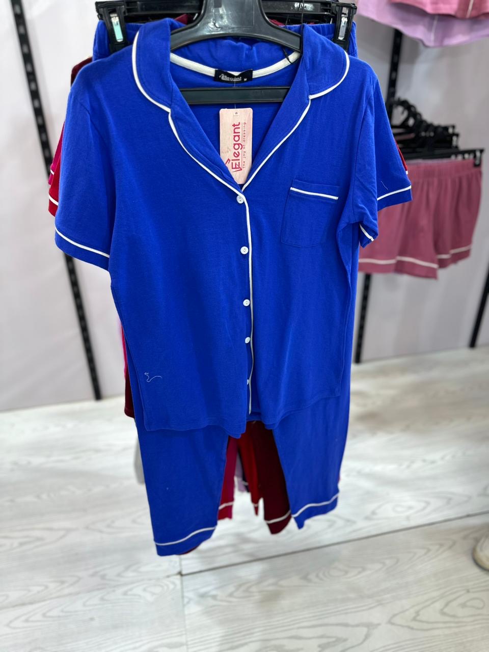 Classic PJ Pants Cotton Plain - Cool Blue