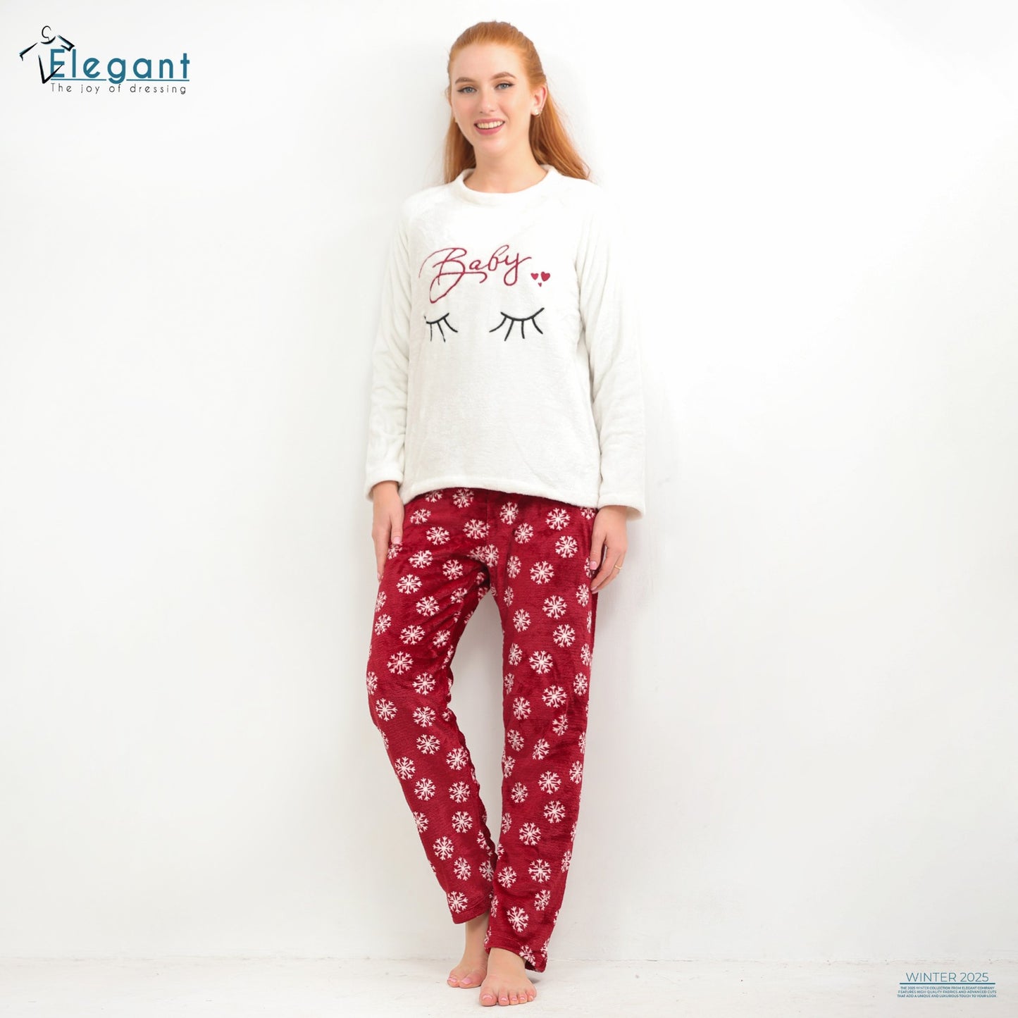 Polar PJ Offwhite/Maroon printed pant - Baby Eyelashes