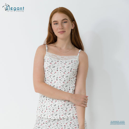 PJ short Viscose with Straps - White Flori